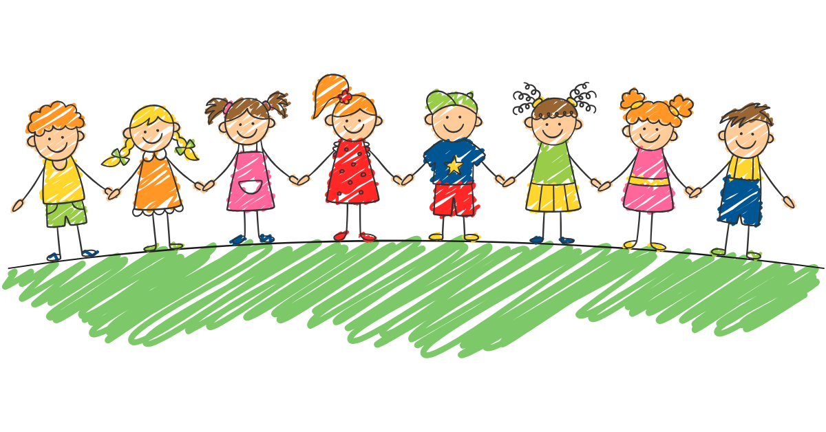Colorful image depicting kids